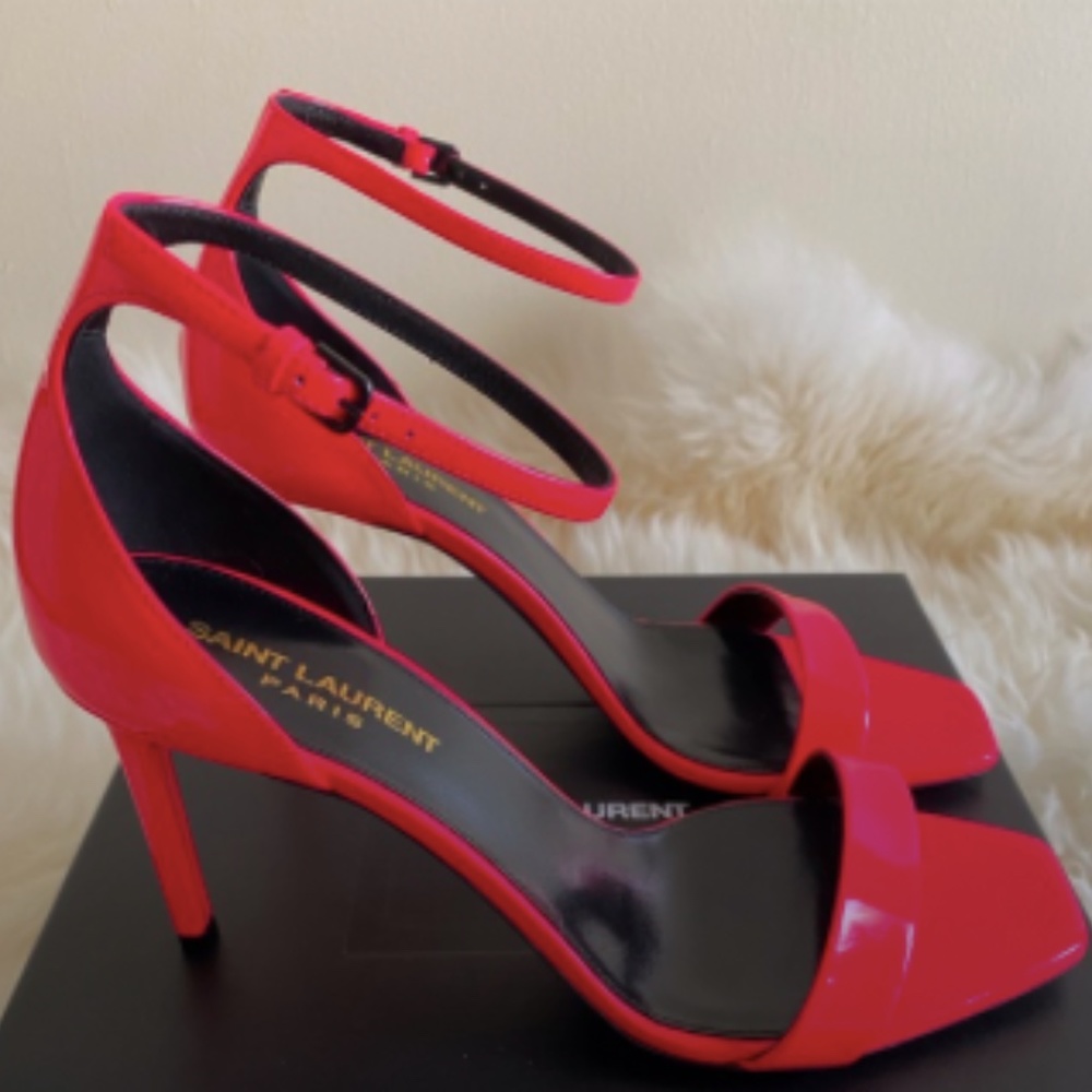 Saint Laurent Amber Neon Pink Strap Heels
